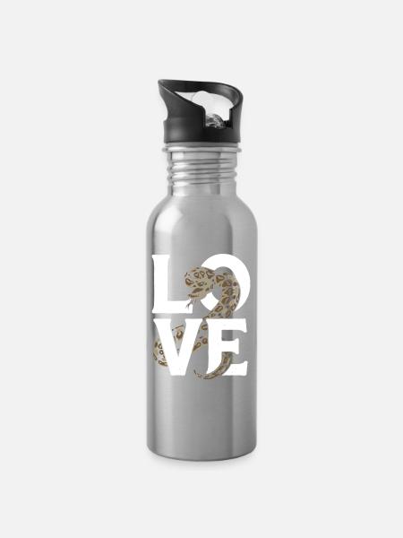 Königspython Schlangen LOVE Terrarium Python - Trinkflasche mit integriertem Trinkhalm - Lightsilver