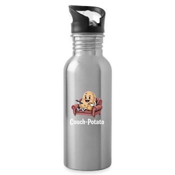 Couch Potato Lustiger Fauler Serienjunkie - Trinkflasche mit integriertem Trinkhalm - Lightsilver - Rechts