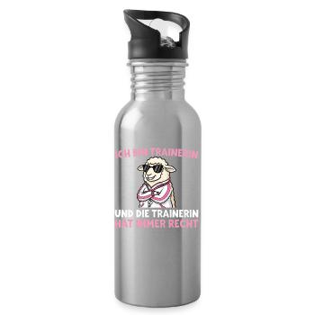 Trainer is always right - sheep with a whistle - Water bottle with straw - silver - Right