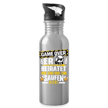 Bachelor Party Men T-Shirt Bachelor Party Rumbling - Water bottle with straw - silver - Right