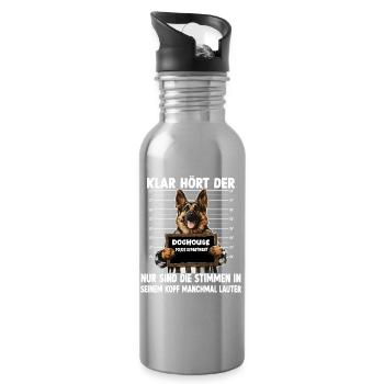 Deutscher Schäferhund Hundebesitzer T Schäferhund - Trinkflasche mit integriertem Trinkhalm - Lightsilver - Rechts