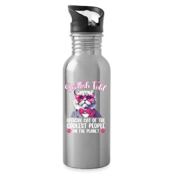 Scottish Fold Mom Cat Besitzer Katze Plüsch Scottish - Trinkflasche mit integriertem Trinkhalm - Lightsilver - Rechts