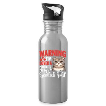 Scottish Fold Lover Kätzchen-Enthusiast Haustierkatze - Trinkflasche mit integriertem Trinkhalm - Lightsilver - Rechts