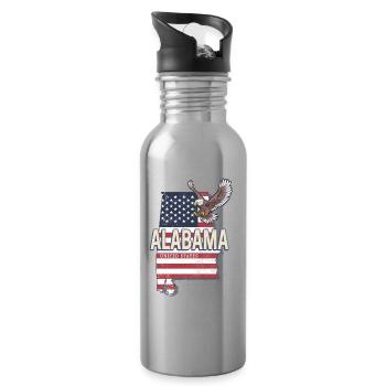 Alabama United States Vintage Souvenir - Water bottle with straw - silver - Right