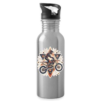 Motocross biker motorcycle cross trial enduro freestyle - Water bottle with straw - silver - Right