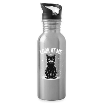 Look At Me - Cat Starry Sky - Water bottle with straw - silver - Right