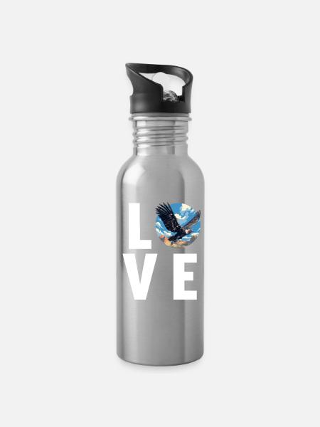 Geier - Trinkflasche mit integriertem Trinkhalm - Lightsilver
