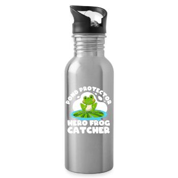 Frog Catcher Pond Protector Frog - Trinkflasche mit integriertem Trinkhalm - Lightsilver - Rechts