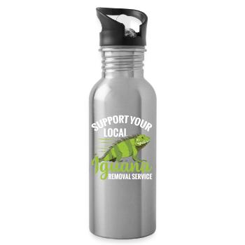  Support Your Local Iguana Removal Service Lizard - Water bottle with straw - silver - Right
