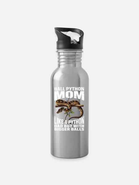 Königspython Mom Mama Schlangen Terrarium Python - Trinkflasche mit integriertem Trinkhalm - Lightsilver