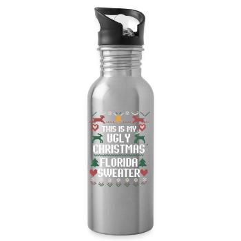 Florida Ugly Christmas Sweater - Water bottle with straw - silver - Right