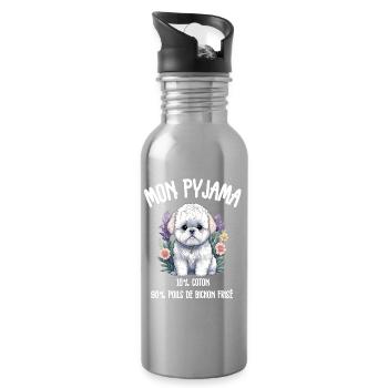 Lustiger Hund Bichon-Schlafanzug - Trinkflasche mit integriertem Trinkhalm - Lightsilver - Rechts