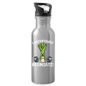 Gewichtheber LAUCHPOWER IM EINSATZ Lustiges - Trinkflasche mit integriertem Trinkhalm - Lightsilver - Rechts