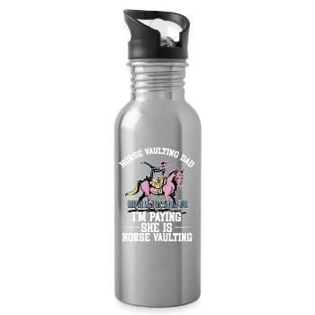  Horse Vaulter Gymnastics Equestrian Horse - Water bottle with straw - silver - Right
