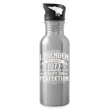 1977 Vintage Born Legends Birthday Gift - Water bottle with straw - silver - Right