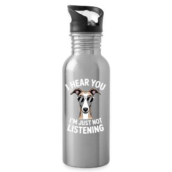 Whippet Sayings Dog Funny Whippet Gift - Water bottle with straw - silver - Right