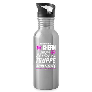 Chefin dieser Ehrlichen Truppe Chefin Geschenke - Water bottle with straw - silver - Right