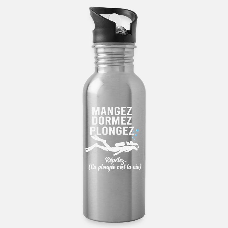 Tauchen Essen Schlaftauchen - Trinkflasche mit integriertem Trinkhalm - Lightsilver