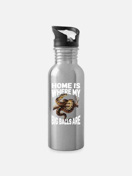 Königspython Schlangen Liebhaber Terrarium Python - Trinkflasche mit integriertem Trinkhalm - Lightsilver