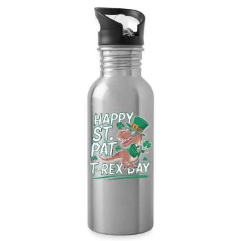 T-Rex pour la Saint-Patrick - Gourde avec paille intégrée - argent clair - Droite