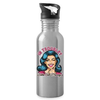 Better Call Mommy Cartoon - Water bottle with straw - silver - Right