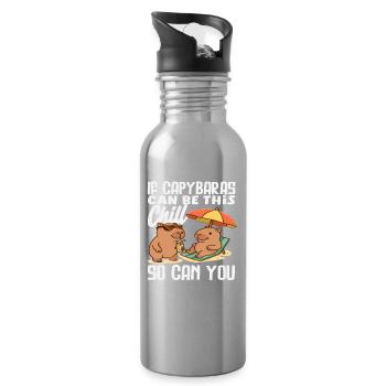 Calme-toi, capybara, alors tu peux capybara, mignon. - Gourde avec paille intégrée - argent clair - Droite
