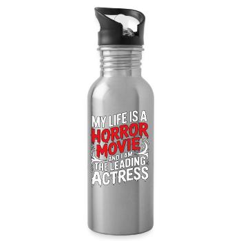 My Life Is A Horror Movie - Halloween - Trinkflasche mit integriertem Trinkhalm - Lightsilver - Rechts