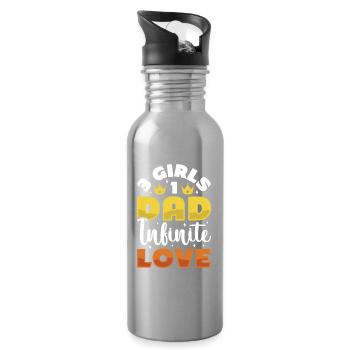Dad father of three girls daughters - Water bottle with straw - silver - Right