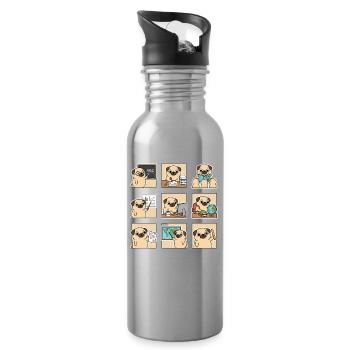 Funny Pug Teacher ABC STORY TEACH A Plus - Water bottle with straw - silver - Right