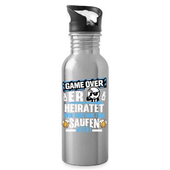 Rumbling Men's T-Shirt Bachelor Party Bachelor Party - Water bottle with straw - silver - Right