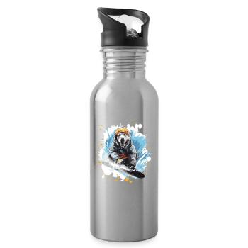 Labrador Hund Snowboard - Trinkflasche mit integriertem Trinkhalm - Lightsilver - Rechts