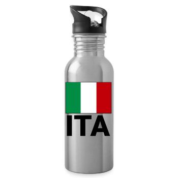 Drapeau sportif italien avec abréviation ITA - Gourde avec paille intégrée - argent clair - Droite
