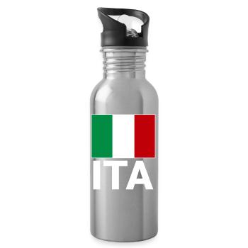Italy flag with ITA abbreviation - Water bottle with straw - silver - Right