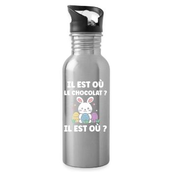il est où le chocolat - Gourde avec paille intégrée - argent clair - Droite