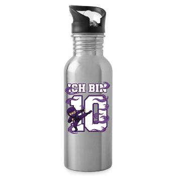 Je suis 10 ninjas 10e anniversaire Violet - Gourde avec paille intégrée - argent clair - Droite
