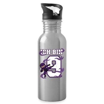 Je suis 9 ninjas 9 anniversaires Karaté violet - Gourde avec paille intégrée - argent clair - Droite