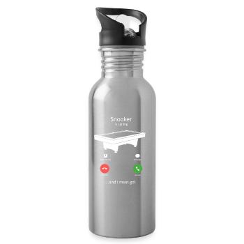 Snooker Is Calling - Water bottle with straw - silver - Right