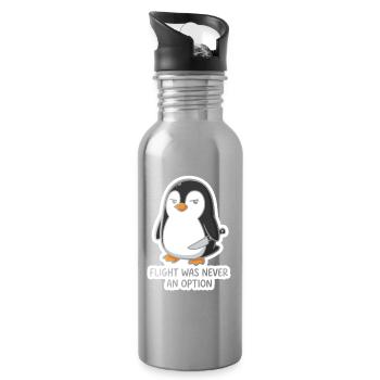 Pingouin avec lame - le vol n’était pas une option - Gourde avec paille intégrée - argent clair - Droite