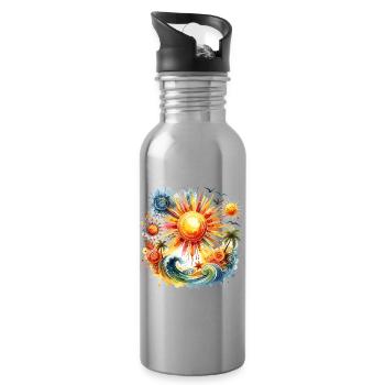 Sonnenfeuer Strandharmonie - Trinkflasche mit integriertem Trinkhalm - Lightsilver - Rechts