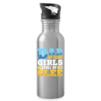 Dad father of three girls daughters - Water bottle with straw - silver - Right