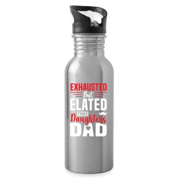 Dad father of three girls daughters - Water bottle with straw - silver - Right