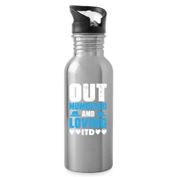 Dad father of three girls daughters - Water bottle with straw - silver - Right