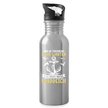 Opa ALTERSHEIM KANN WARTEN MUSS NACH NORDDEICH - Trinkflasche mit integriertem Trinkhalm - Lightsilver - Rechts