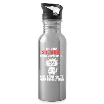 30 Year Company Anniversary Service Anniversary Work - Water bottle with straw - silver - Right