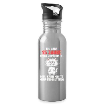 25th Company Anniversary Service Anniversary Work - Water bottle with straw - silver - Right