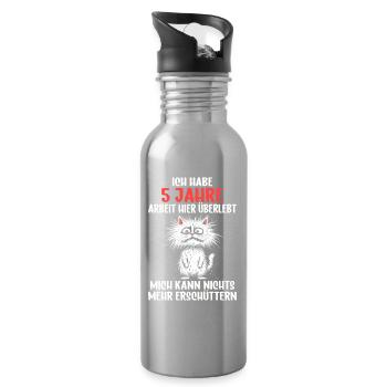 5 Year Company Anniversary Service Anniversary Work - Water bottle with straw - silver - Right