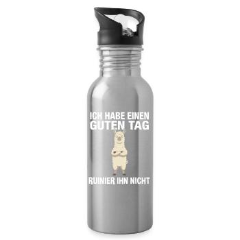 Lustiges Lama: Ruinier mir nicht den Tag Spruch - Trinkflasche mit integriertem Trinkhalm - Lightsilver - Rechts