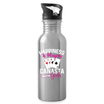Happiness Playing Canasta With The Girls - Water bottle with straw - silver - Right