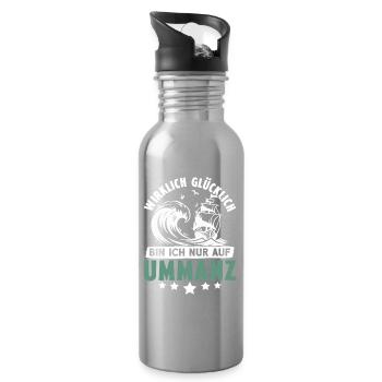 Ostsee Urlaub WIRKLICH GLÜCKLICH BIN ICH NUR AUF - Trinkflasche mit integriertem Trinkhalm - Lightsilver - Rechts