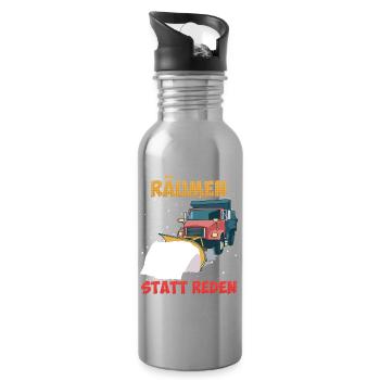 Winter service CLEARING INSTEAD OF TALKING Funny things - Water bottle with straw - silver - Right